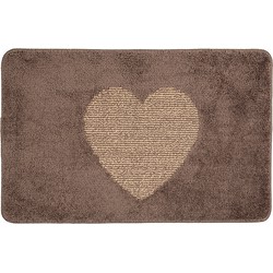 Clayre & Eef Badmat 78x48x1 cm Bruin Polyester Rechthoek Hart