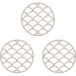 Krumble Siliconen pannenonderzetter - Rond - Beige - Set van 3