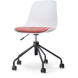Nout-Liv bureaustoel wit met terracotta rood zitkussen - zwart onderstel