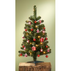 Black Box Trees Joy Kunstkerstboom met 26 Ornamenten en LED Verlichting - H90 x Ø50 cm - Groen, Rood