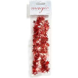 Rode spiraal slinger met sterren 750cm kerstboom versieringen - Kerstslingers