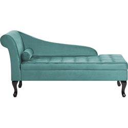 PESSAC - Chaise longue - Blauwgroen - Linkerzijde - Fluweel
