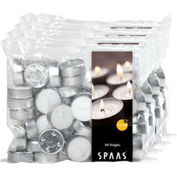 Spaas Theelichtjes/waxinelichtjes - 200x - wit - D3,9 cm - geurkaarsen