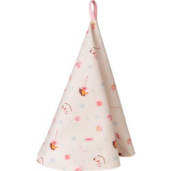 Clayre & Eef Theedoek  Ø 80 cm Beige Roze Katoen Rond Hobbelpaard Keukenhanddoek