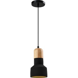 QUVIO Hanglamp langwerpig  beton met hout zwart - QUV5143L-BLACK