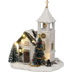 LuVille Kerstdorp Miniatuur Kyrka Zweedse Kerk - L14 x B15 x H20 cm