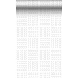 Origin Wallcoverings behang scandinavische blaadjes mat wit en licht warm grijs - 53 cm x 10,05 m - 347500