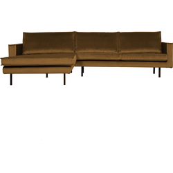 BePureHome Rodeo Chaise Longue Links - Velvet - Honinggeel