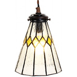 LumiLamp Hanglamp Tiffany  Ø 15x115 cm  Transparant Glas Metaal Rond Hanglamp Eettafel
