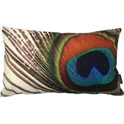 Peacock Feather Long 2 | 30 x 50 cm | Kussenhoes | Katoen