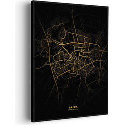 Muurwerken Akoestisch Schilderij - Breda Plattegrond Zwart Geel - Geluidsdempend Wandpaneel - Wanddecoratie - Geluidsisolatie - BASIC (AW 0.65) S (50X70)