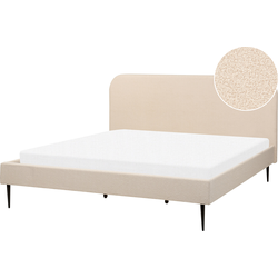 FLAYAT  - Tweepersoonsbed - Lichtbeige - 180 x 200 cm - Bouclé