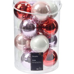 Kerstballen glas d8 cm lila 16st