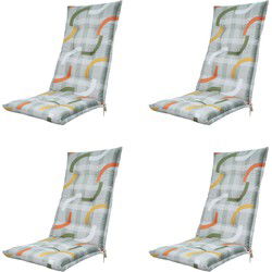Madison -  Tuinstoelkussen Hoge Rug Tess orange - Ca. 123x50 cm - Set van 4