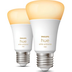 Hue standaardlamp warm tot koelwit licht 2-pack E27 1100lm - Philips