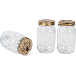 Bormioli Rocco keuken voorraadpotten - 4x - met schroefdop - glas - 1L - Voorraadpot