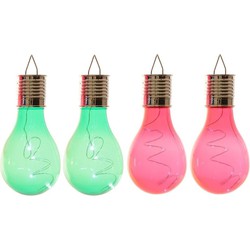 4x Buitenlampen/tuinlampen lampbolletjes/peertjes 14 cm groen/rood - Buitenverlichting
