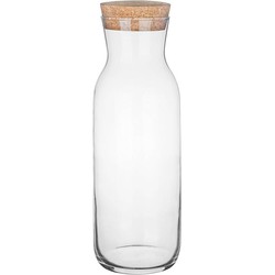 Glasmark Waterkan - met deksel - 1L - glas - kurk - waterkaraf - schenkkan - Waterkannen