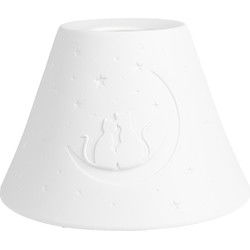 Clayre & Eef Hanglampenkap Wit Porselein Katten