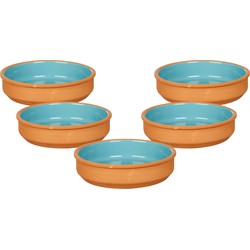 Set 12x tapas/creme brulee serveer schaaltjes terracotta/blauw 16x4 cm - Snack en tapasschalen