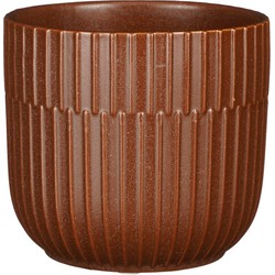 Mica Decorations Plantenpot - keramiek - bruin - D12.5xH11 cm - Plantenpotten