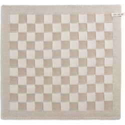 Knit Factory Gebreide Keukendoek - Keukenhanddoek Block - Ecru/Linnen - 50x50 cm