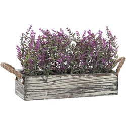 Items Lavendel bloemen kunstplant in bloembak - lila paarse bloemen - 30 x 12 x 21 cm - bloemstukje - Kunstplanten