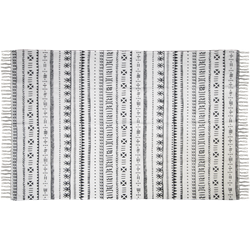 Vloerkleed - katoen - 180x120 cm - zwart/wit