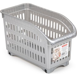 Plasticforte opberg Trolley Container - zilver - op wieltjes - L30 x B15 x H18 cm - kunststof - Opberg trolley