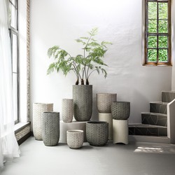 PTMD Bloempot Suguna - 44x44x43 cm - Magnesium - Grijs - Set van 3