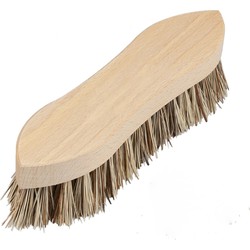 Schrobborstel van hout met fiber/palmvezel spitse neus bruin - Schrobborstels