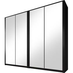 Meubella - Kledingkast Malibu - Mat zwart - 226 cm - Met spiegel