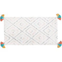 KARTAL  - Shaggy vloerkleed - Wit - 80 x 150 cm - Katoen