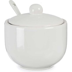 Suikerpot met deksel - wit - 310 ml - porselein - 10 x 10 x 9,5 cm - Suikerstrooiers