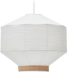 Kave Home - Lampenkap Hila voor plafondlamp van wit papier en natuurlijk houtfineer Ø 80 cm