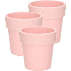 Hega Hogar Plantenpot - 3x - lichtroze - kunststof - 25 x 25 cm - Plantenpotten