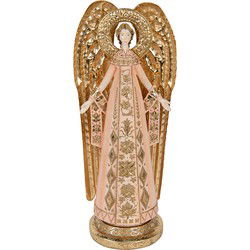 Clayre & Eef Decoratie Beeld Engel 20x15x46 cm Roze Kunststof