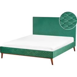 BAYONNE  - Tweepersoonsbed - Donkergroen - 160 x 200 cm - Fluweel