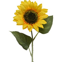 Everlands Kunstbloem Zonnebloem tak - 64 cm - geel - zijdebloem - Kunstbloemen