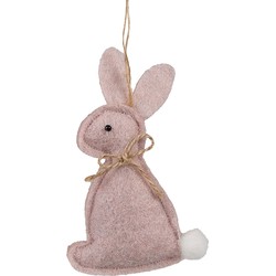 Clayre & Eef Paashanger Konijn 10 cm Roze Katoen Decoratie Hanger