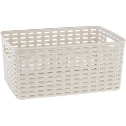 Plasticforte Opbergmand - Kastmand - rotan kunststof - creme wit - 6 Liter - 19 x 29 x 13 cm - Opbergmanden