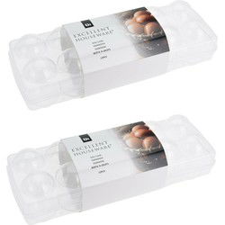 Excellent Houseware Eierdoos - 2x - 32 x 12 x 11 cm - kunststof - voor 12 eieren - Vershoudbakjes