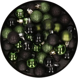 Set van 48x stuks kunststof kerstballen mix zwart en groen 3 cm - Kerstbal