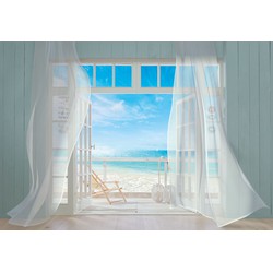 Komar fotobehang Malibu blauw en wit - 368 x 254 cm - 611034