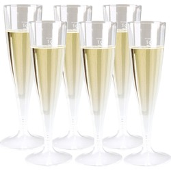 Goldplast champagneglas - 6stuks - met losse voet - 100ml - transparant - herbruikbaar - Champagneglazen