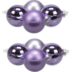 8x stuks glazen kerstballen amethyst paars 10 cm mat/glans - Kerstbal