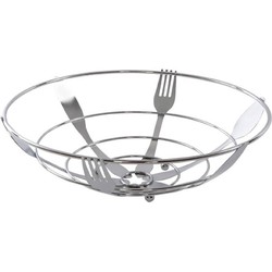 Metalen fruitschaal/fruitmand bestek zilver rond 26 cm - Fruitschalen