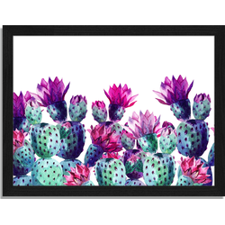 Watercolor Cactus - Fotoprint in houten frame - 30 X 40 X 2,5 cm