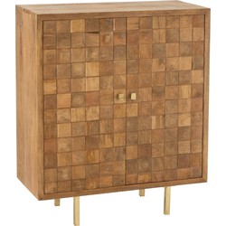 J-line - Kast Nino Metaal/mangohout Naturel/goud - 89x42x104cm