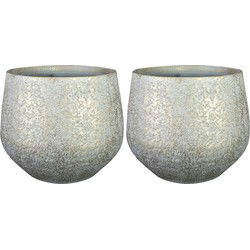 Ter Steege Plantenpot - 2x - zilvergrijs - keramiek - D23xH20 cm - Plantenpotten